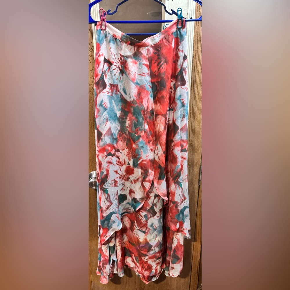 Parker New York Size 0 High-Low Watercolor Floral Layered Skirt